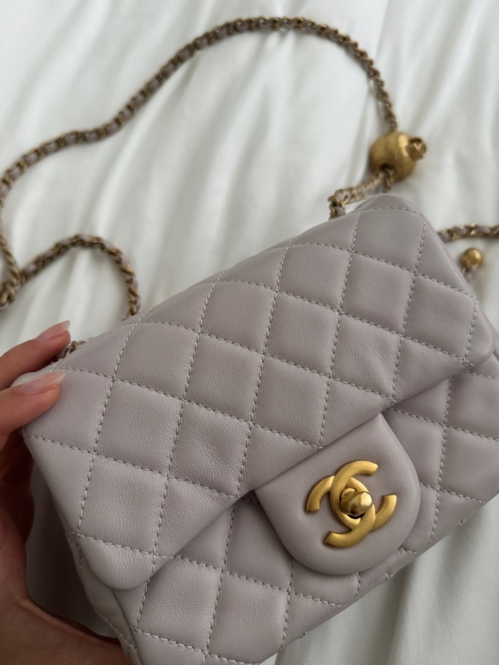 CHANEL Mini Square Pearl Crush Flap Bag in Light Purple with Gold Hardware - Picture 2 of 14